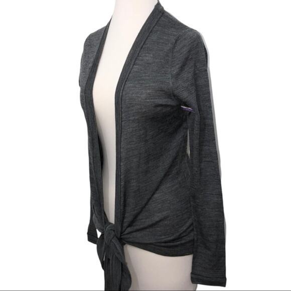 Vertigo Paris Gray Wrap Tie Front Merino Wool Open Front Cardigan Sweater M NWT - Picture 3 of 6